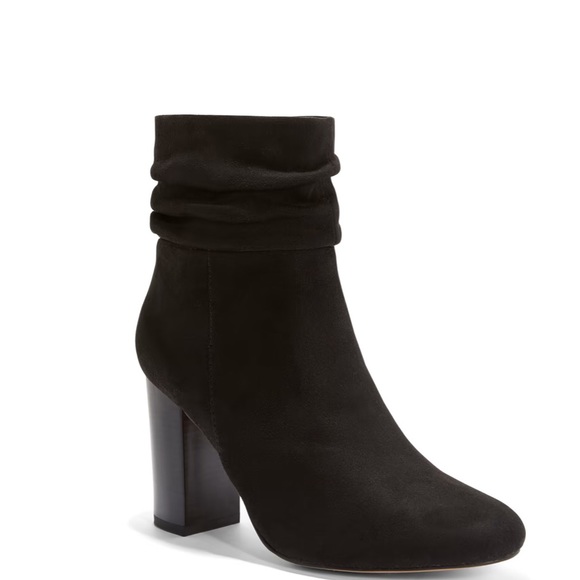 Black Suede Leather Slouchy Ankle Boots - Picture 1 of 1
